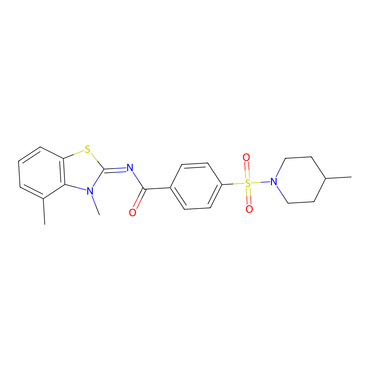 (E)-N-(3,4-dimethylbenzo[d]thiazol-2(3H)-ylidene)-4-((4-methylpiperidin-1-yl)sulfonyl)benzamide molecular structure, CAS 850911-00-1