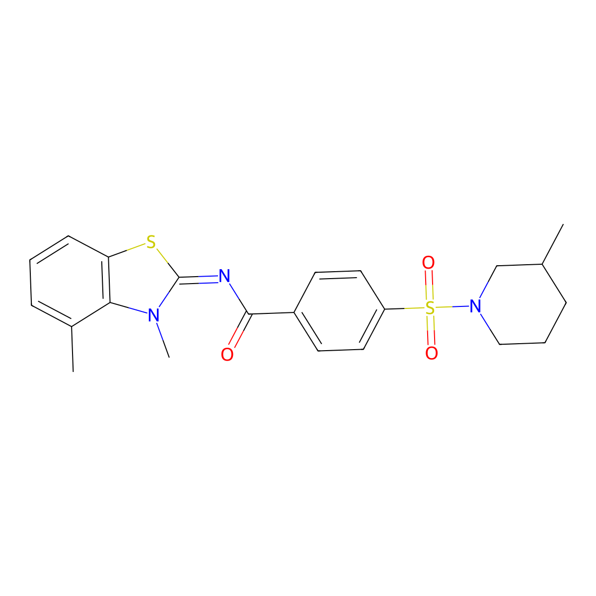 (E)-N-(3,4-dimethylbenzo[d]thiazol-2(3H)-ylidene)-4-((3-methylpiperidin-1-yl)sulfonyl)benzamide molecular structure, CAS 850911-01-2