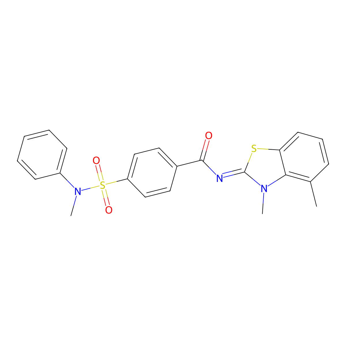 N-(3,4-dimethyl-1,3-benzothiazol-2-ylidene)-4-[methyl(phenyl)sulfamoyl]benzamide molecular structure, CAS 850911-03-4