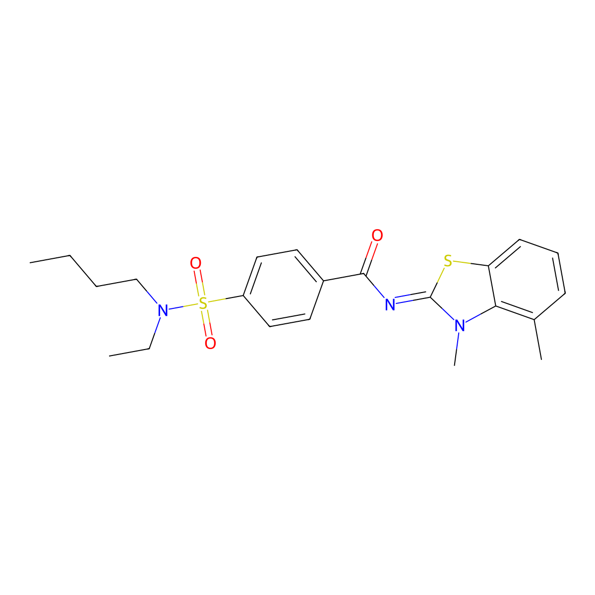 4-[butyl(ethyl)sulfamoyl]-N-(3,4-dimethyl-1,3-benzothiazol-2-ylidene)benzamide molecular structure, CAS 850911-05-6