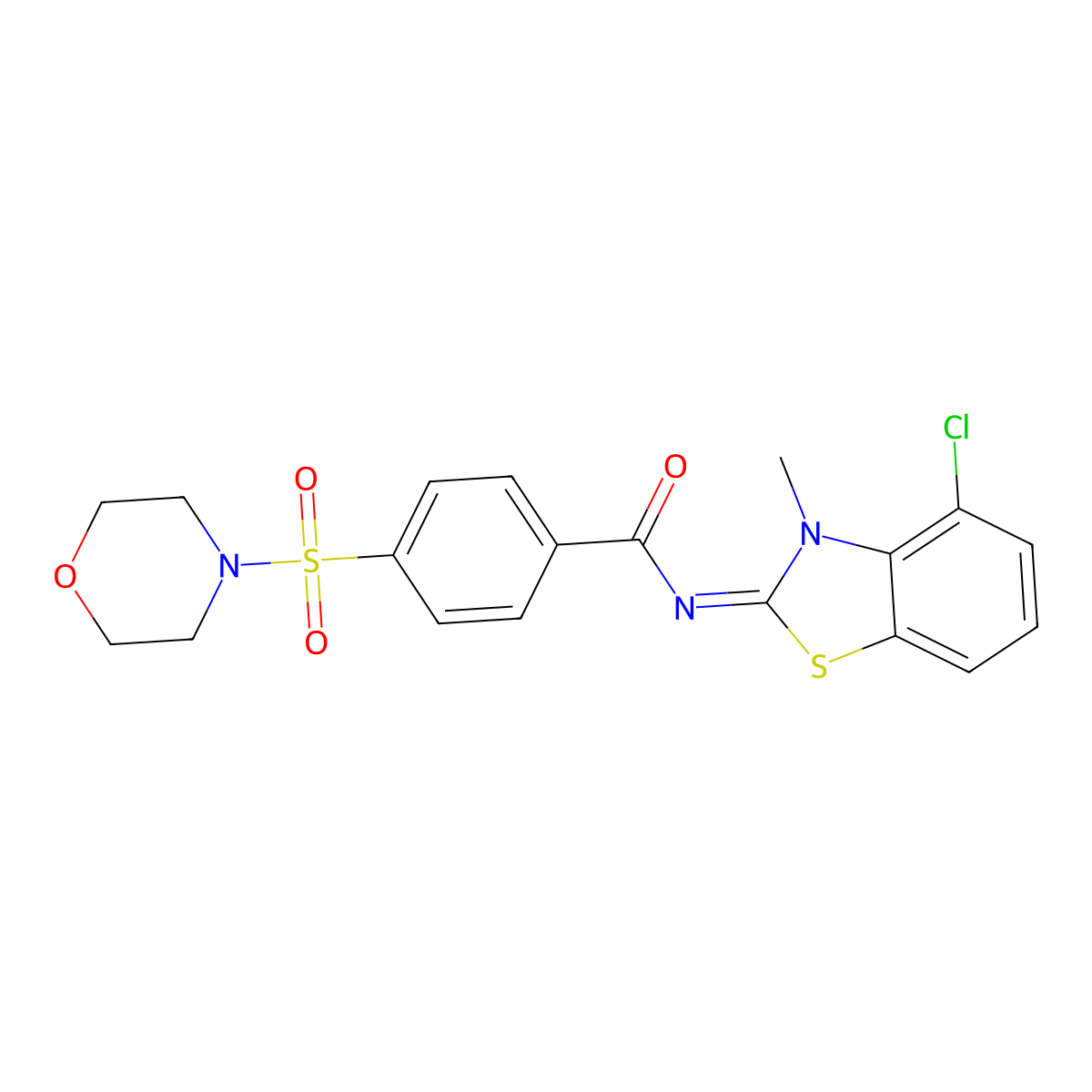 (E)-N-(4-chloro-3-methylbenzo[d]thiazol-2(3H)-ylidene)-4-(morpholinosulfonyl)benzamide molecular structure, CAS 850911-10-3