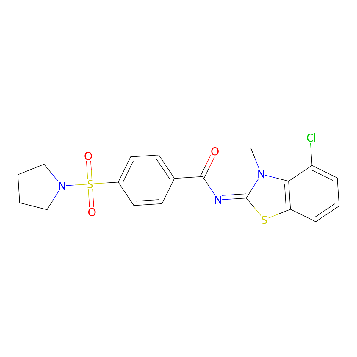 (E)-N-(4-chloro-3-methylbenzo[d]thiazol-2(3H)-ylidene)-4-(pyrrolidin-1-ylsulfonyl)benzamide molecular structure, CAS 850911-11-4