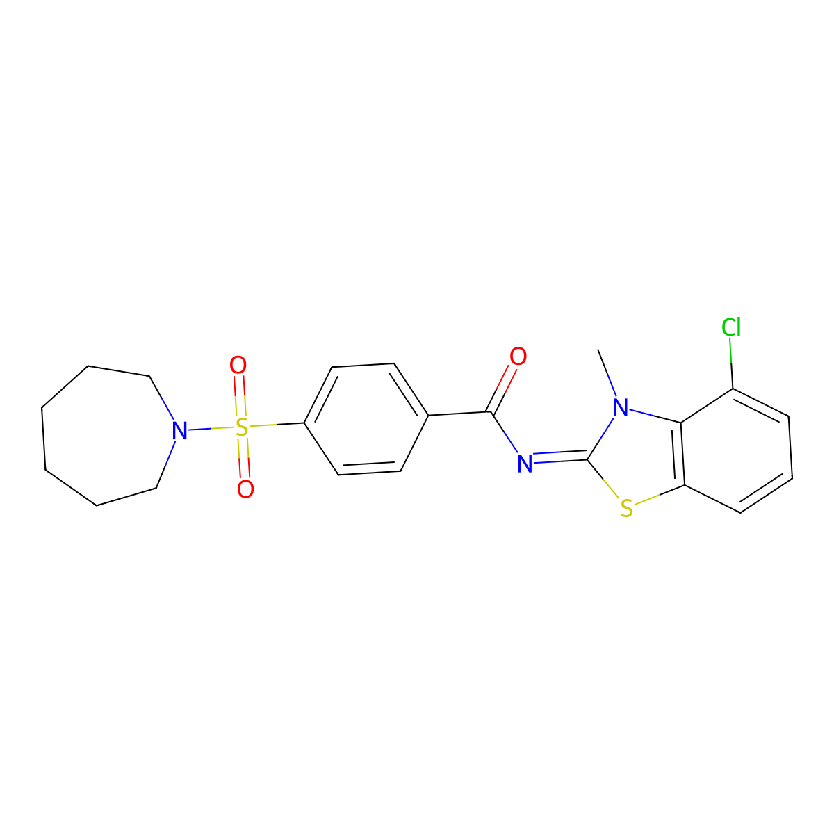 (E)-4-(azepan-1-ylsulfonyl)-N-(4-chloro-3-methylbenzo[d]thiazol-2(3H)-ylidene)benzamide molecular structure, CAS 850911-14-7
