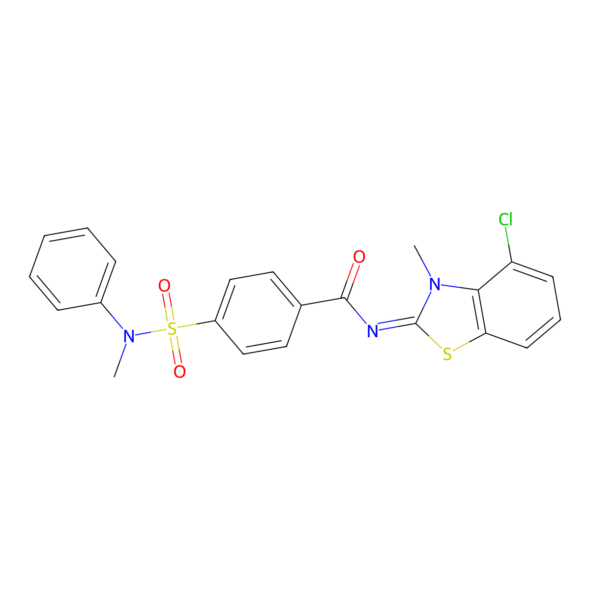 (Z)-N-(4-chloro-3-methylbenzo[d]thiazol-2(3H)-ylidene)-4-(N-methyl-N-phenylsulfamoyl)benzamide molecular structure, CAS 850911-20-5