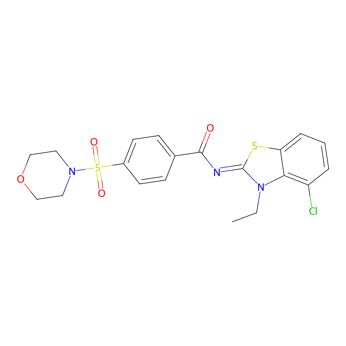 (Z)-N-(4-chloro-3-ethylbenzo[d]thiazol-2(3H)-ylidene)-4-(morpholinosulfonyl)benzamide molecular structure, CAS 850911-24-9
