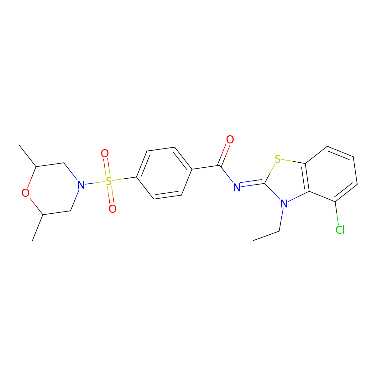 (Z)-N-(4-chloro-3-ethylbenzo[d]thiazol-2(3H)-ylidene)-4-((2,6-dimethylmorpholino)sulfonyl)benzamide molecular structure, CAS 850911-27-2