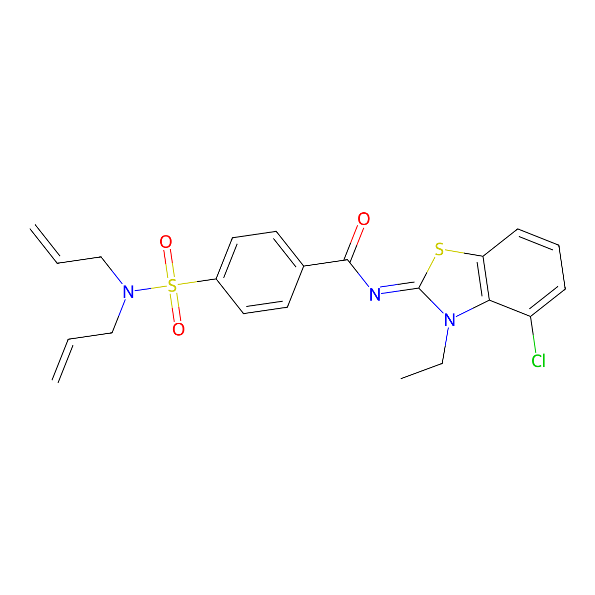 (Z)-N-(4-chloro-3-ethylbenzo[d]thiazol-2(3H)-ylidene)-4-(N,N-diallylsulfamoyl)benzamide molecular structure, CAS 850911-28-3