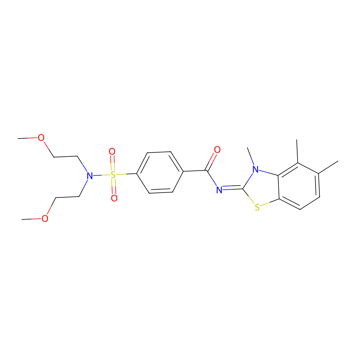 (Z)-4-(N,N-bis(2-methoxyethyl)sulfamoyl)-N-(3,4,5-trimethylbenzo[d]thiazol-2(3H)-ylidene)benzamide molecular structure, CAS 850911-30-7