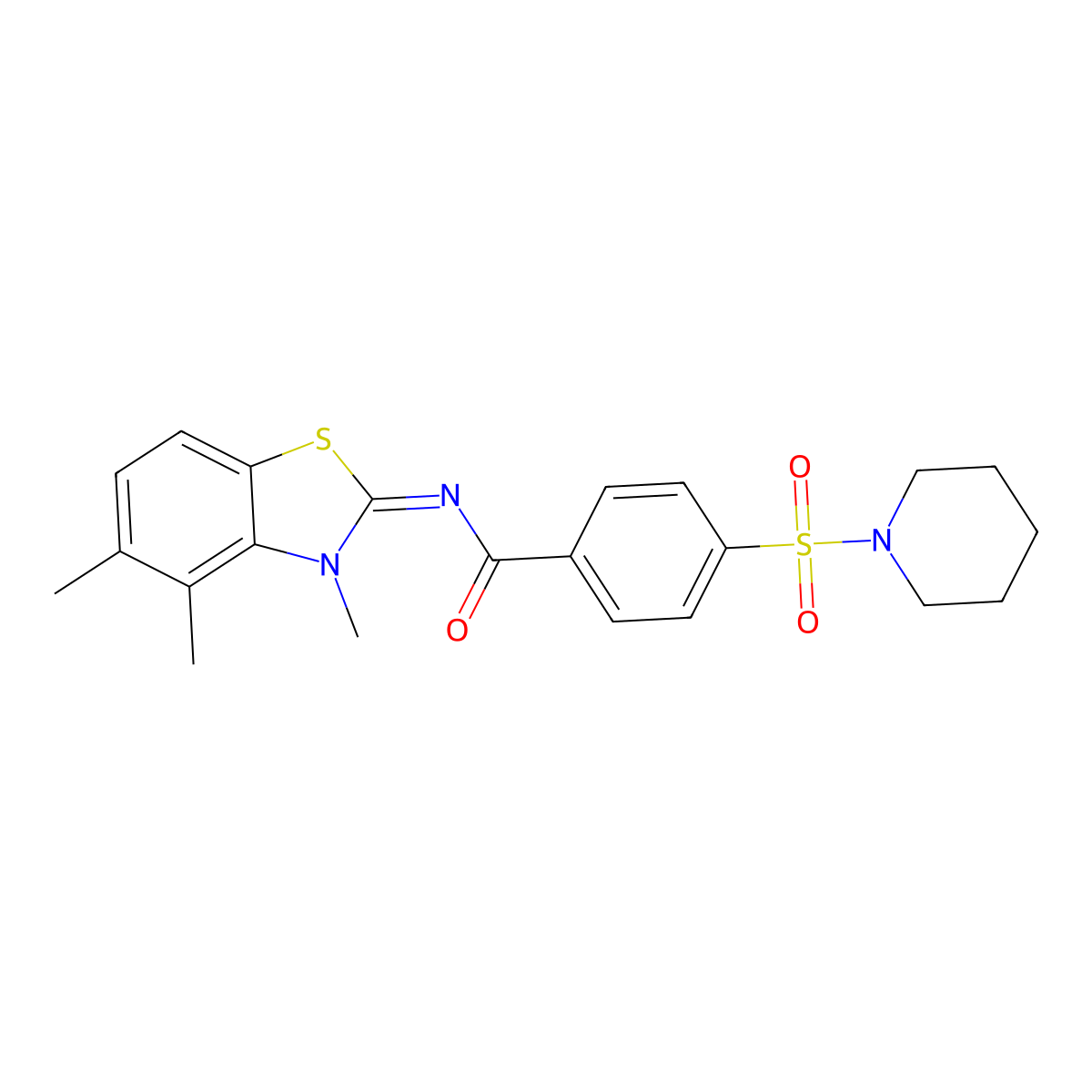 (E)-4-(piperidin-1-ylsulfonyl)-N-(3,4,5-trimethylbenzo[d]thiazol-2(3H)-ylidene)benzamide molecular structure, CAS 850911-31-8
