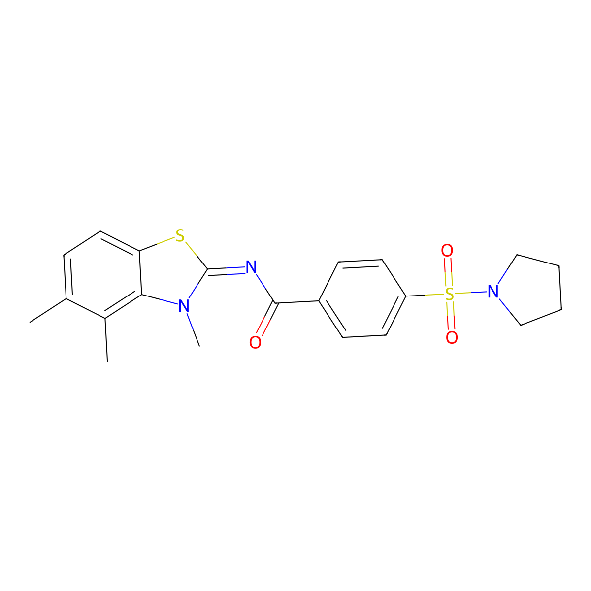 4-pyrrolidin-1-ylsulfonyl-N-(3,4,5-trimethyl-1,3-benzothiazol-2-ylidene)benzamide molecular structure, CAS 850911-33-0
