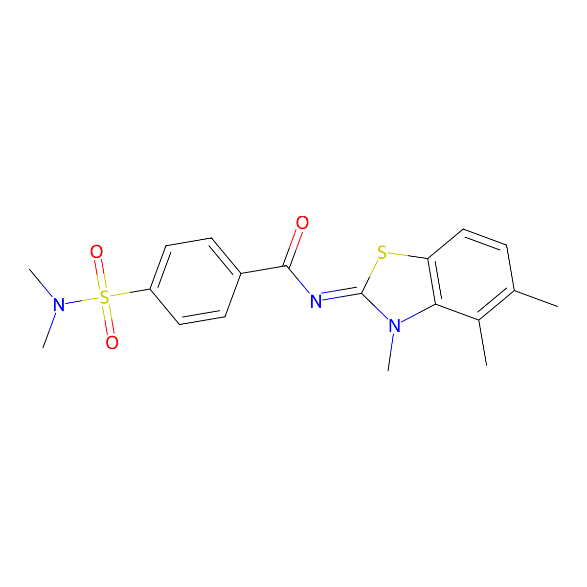 4-(dimethylsulfamoyl)-N-(3,4,5-trimethyl-1,3-benzothiazol-2-ylidene)benzamide molecular structure, CAS 850911-34-1