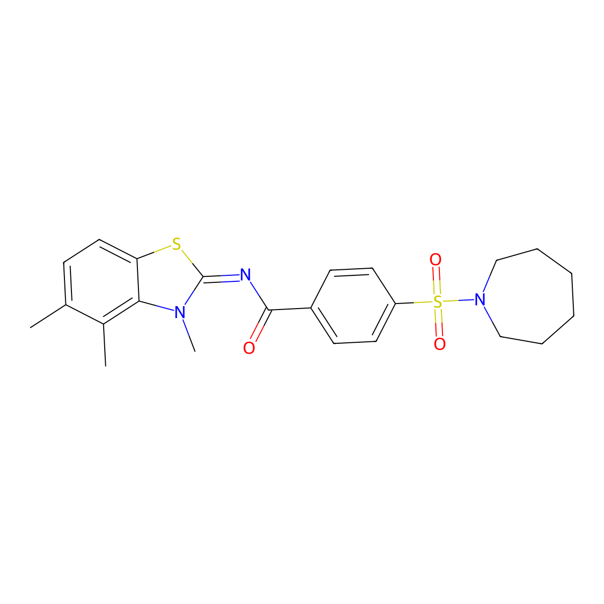 (E)-4-(azepan-1-ylsulfonyl)-N-(3,4,5-trimethylbenzo[d]thiazol-2(3H)-ylidene)benzamide molecular structure, CAS 850911-36-3