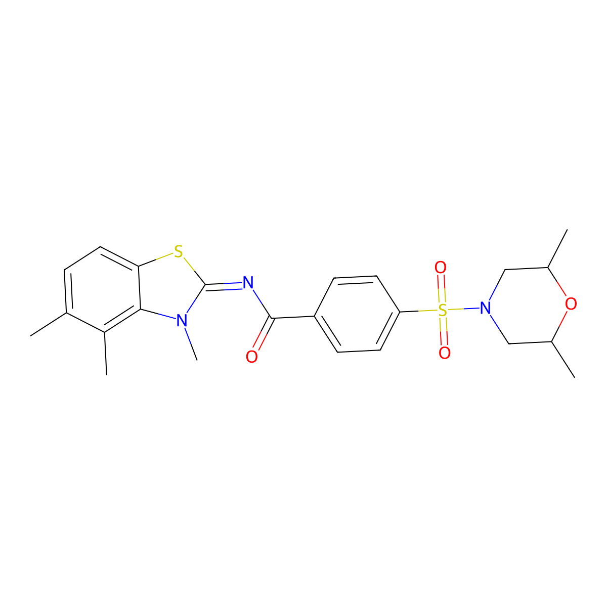 (E)-4-((2,6-dimethylmorpholino)sulfonyl)-N-(3,4,5-trimethylbenzo[d]thiazol-2(3H)-ylidene)benzamide molecular structure, CAS 850911-37-4