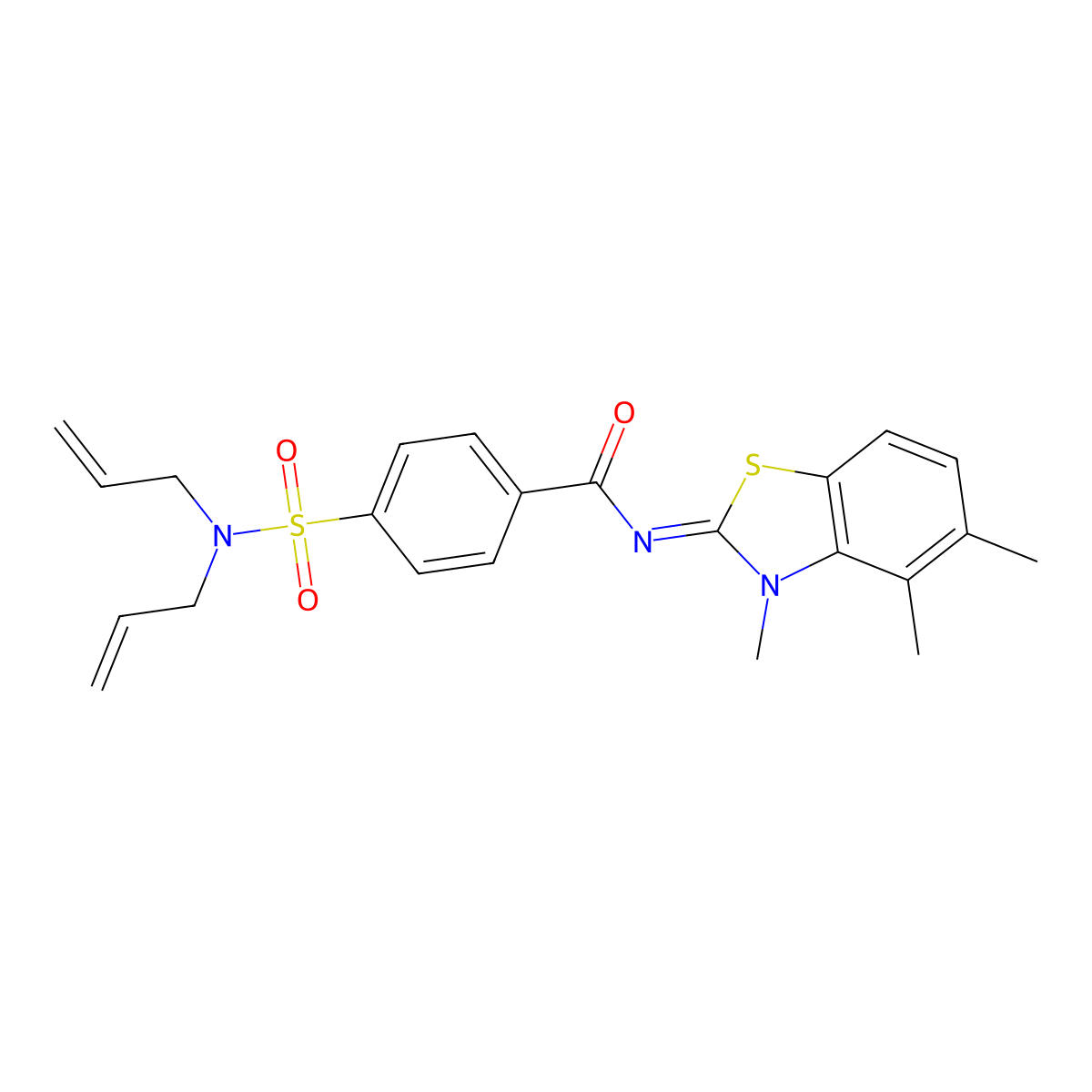 (E)-4-(N,N-diallylsulfamoyl)-N-(3,4,5-trimethylbenzo[d]thiazol-2(3H)-ylidene)benzamide molecular structure, CAS 850911-38-5