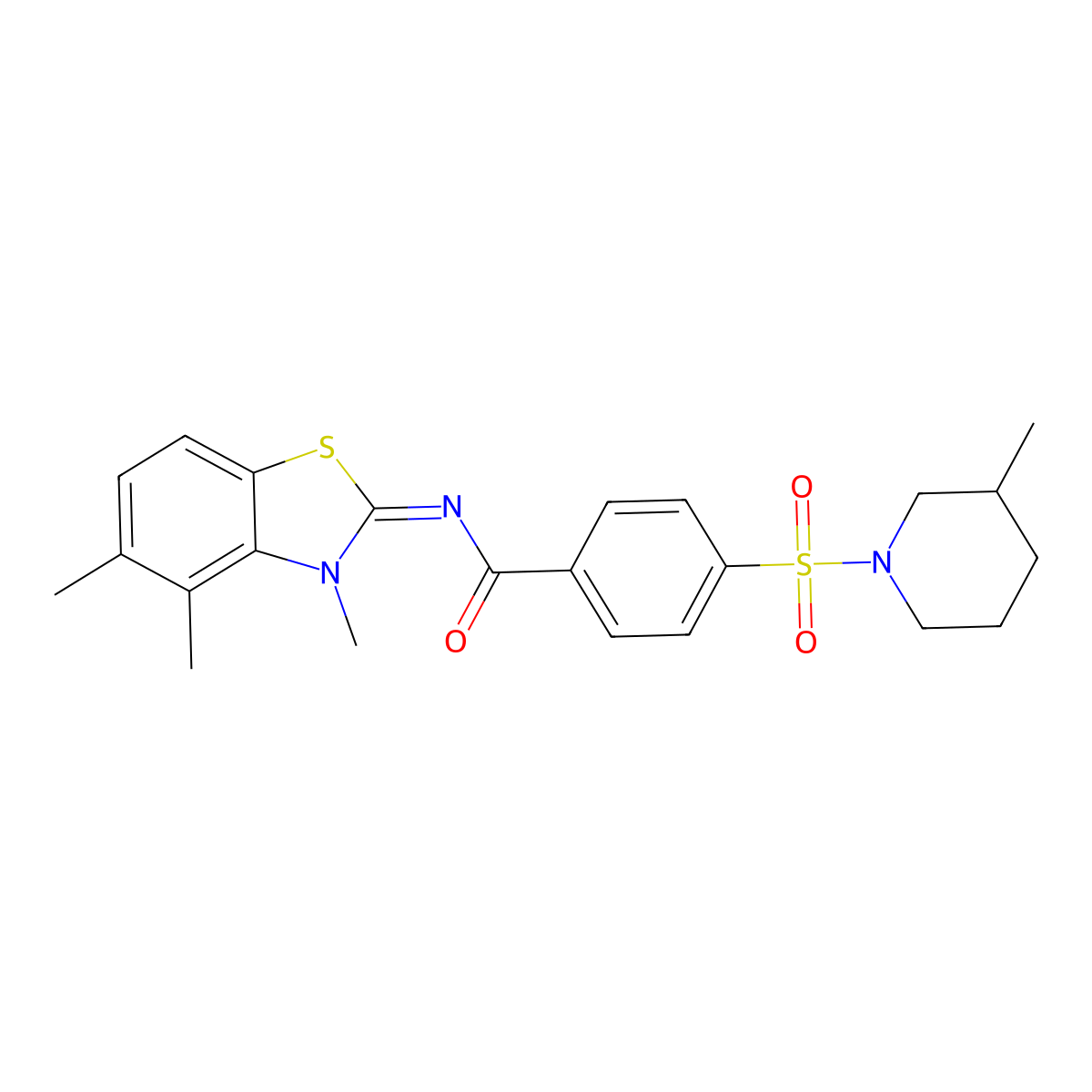 4-(3-methylpiperidin-1-yl)sulfonyl-N-(3,4,5-trimethyl-1,3-benzothiazol-2-ylidene)benzamide molecular structure, CAS 850911-40-9