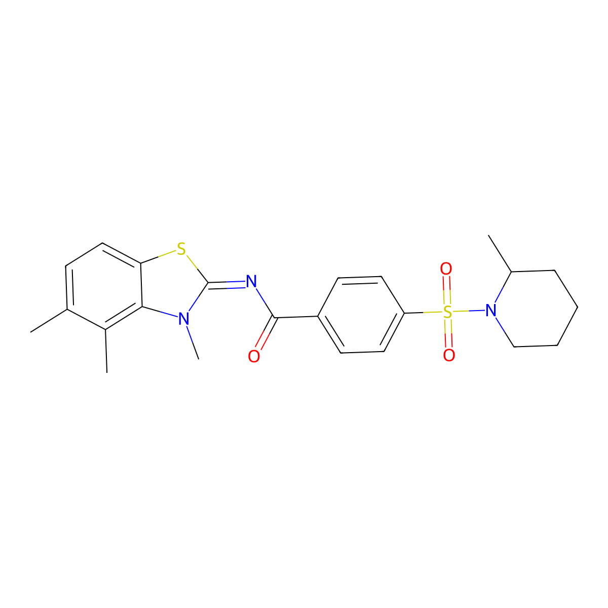 (E)-4-((2-methylpiperidin-1-yl)sulfonyl)-N-(3,4,5-trimethylbenzo[d]thiazol-2(3H)-ylidene)benzamide molecular structure, CAS 850911-41-0