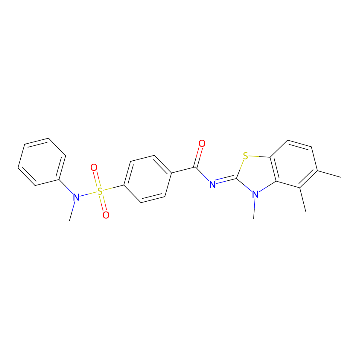 4-[methyl(phenyl)sulfamoyl]-N-(3,4,5-trimethyl-1,3-benzothiazol-2-ylidene)benzamide molecular structure, CAS 850911-42-1