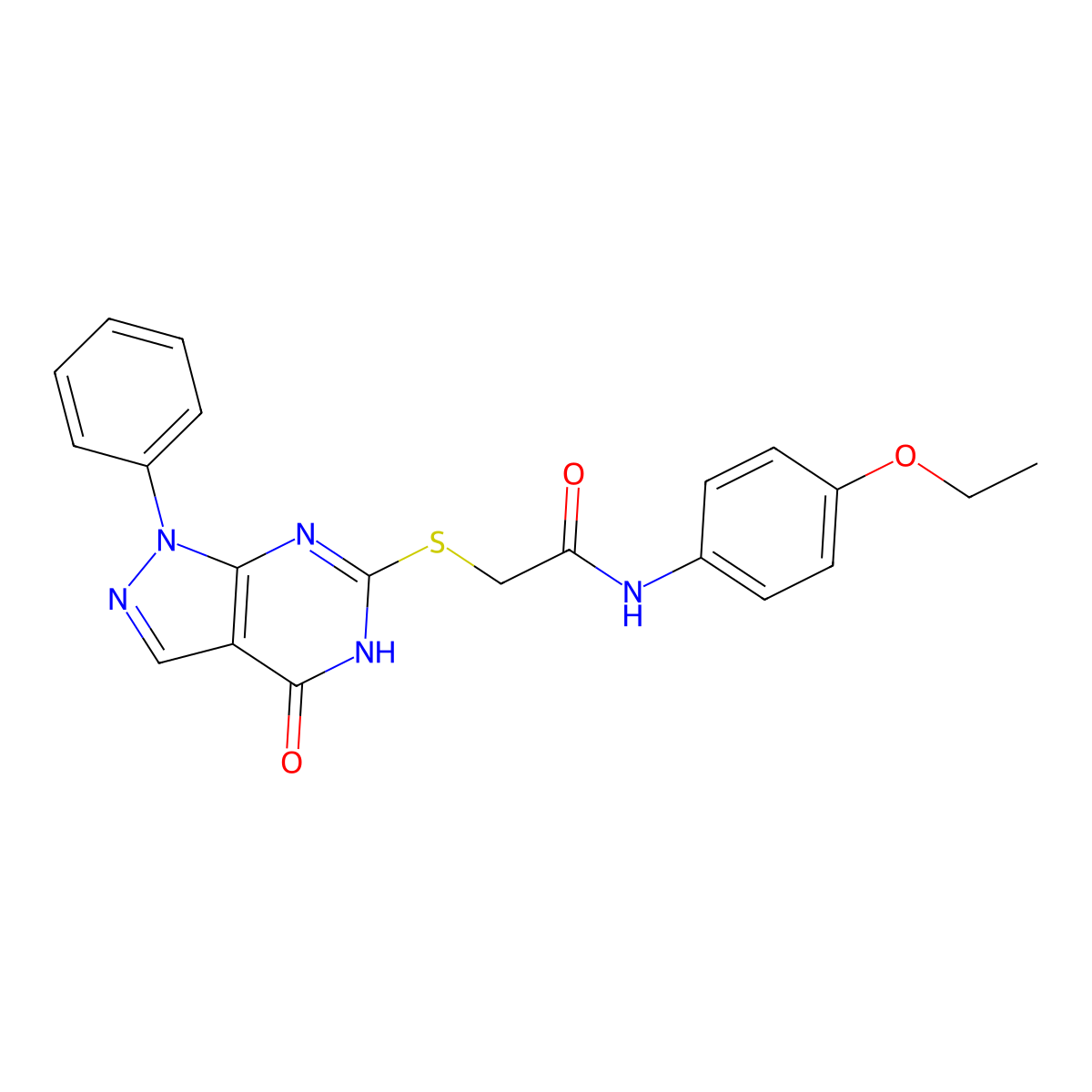 N-(4-ethoxyphenyl)-2-((4-oxo-1-phenyl-4,5-dihydro-1H-pyrazolo[3,4-d]pyrimidin-6-yl)thio)acetamide molecular structure, CAS 850911-93-2