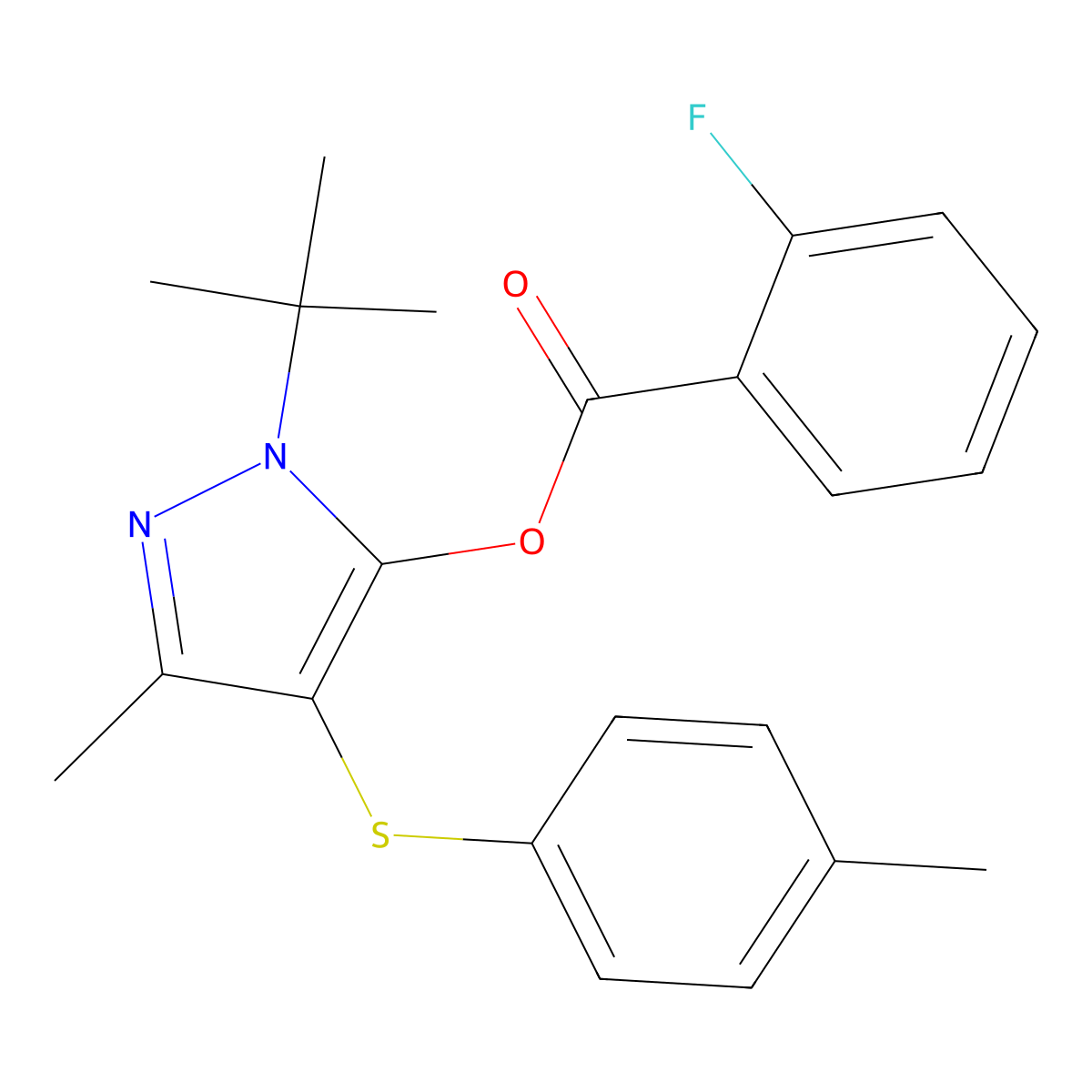 1-(tert-butyl)-3-methyl-4-(p-tolylthio)-1H-pyrazol-5-yl 2-fluorobenzoate molecular structure, CAS 850913-89-2