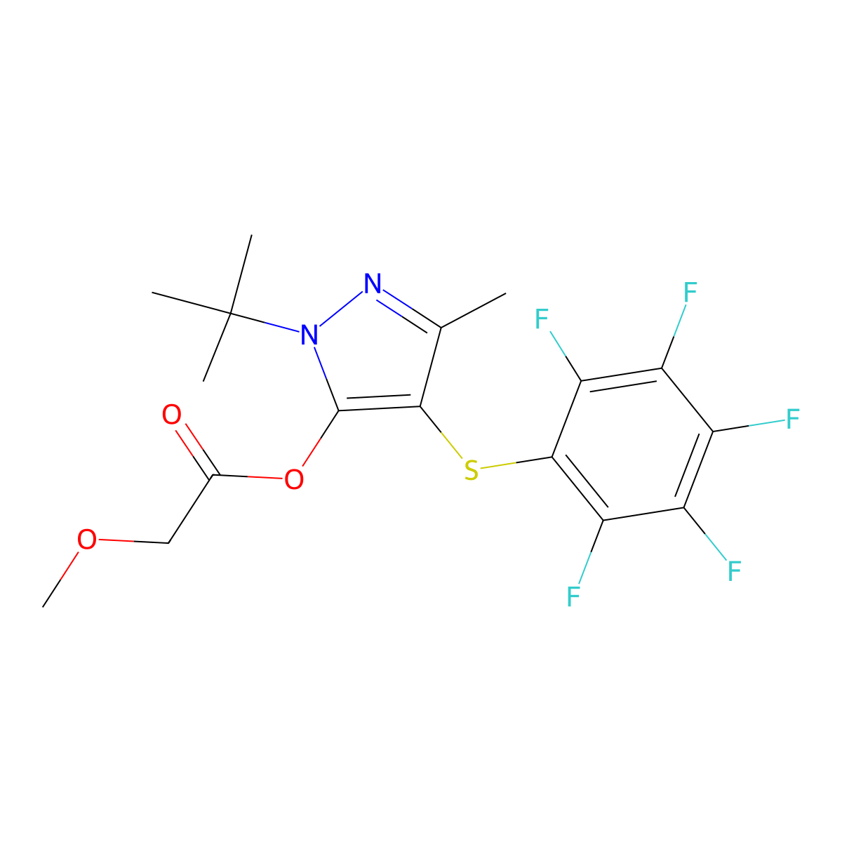 1-(tert-butyl)-3-methyl-4-((perfluorophenyl)thio)-1H-pyrazol-5-yl 2-methoxyacetate molecular structure, CAS 850914-05-5