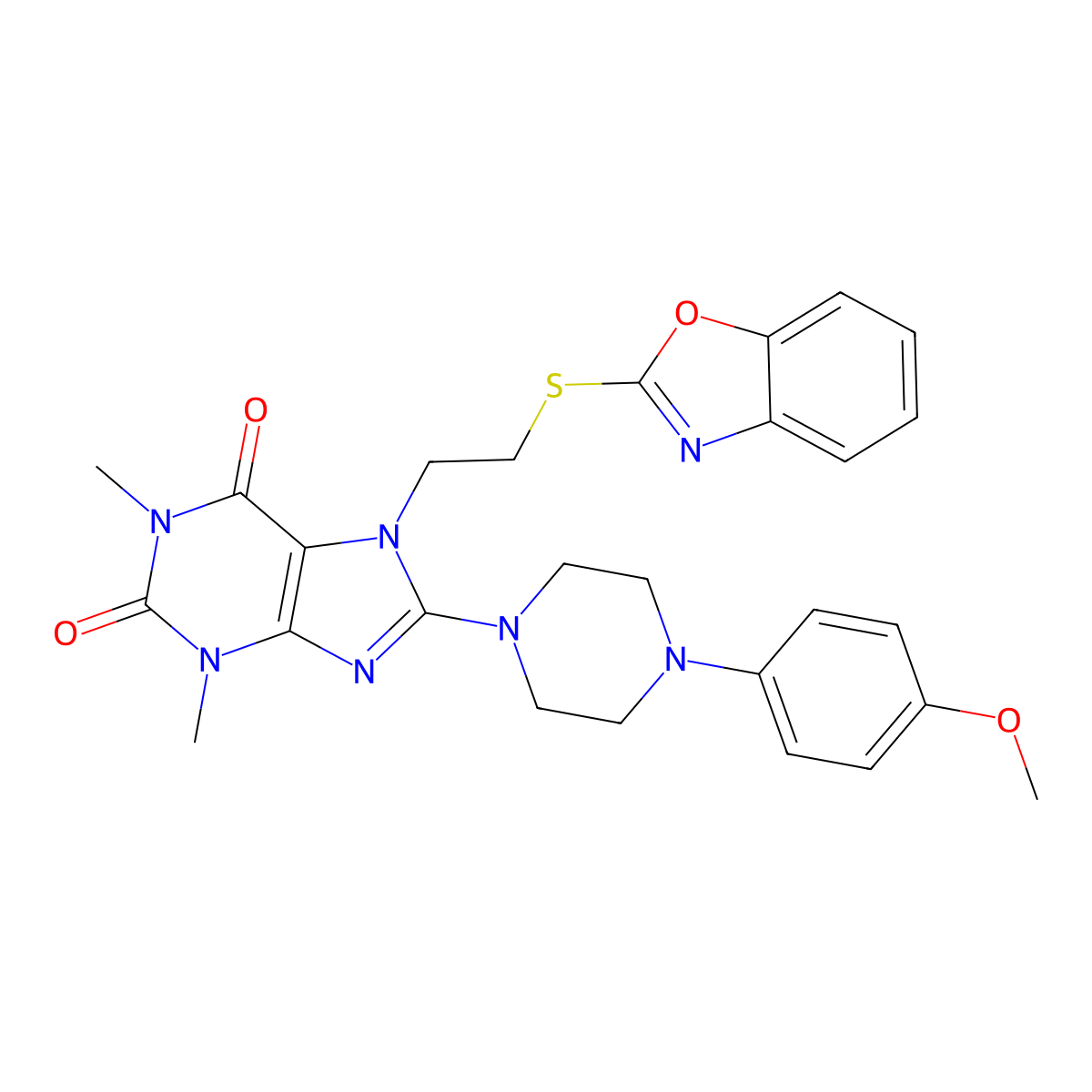 7-[2-(1,3-Benzoxazol-2-ylsulfanyl)ethyl]-8-[4-(4-methoxyphenyl)piperazin-1-yl]-1,3-dimethylpurine-2,6-dione molecular structure, CAS 850914-83-9