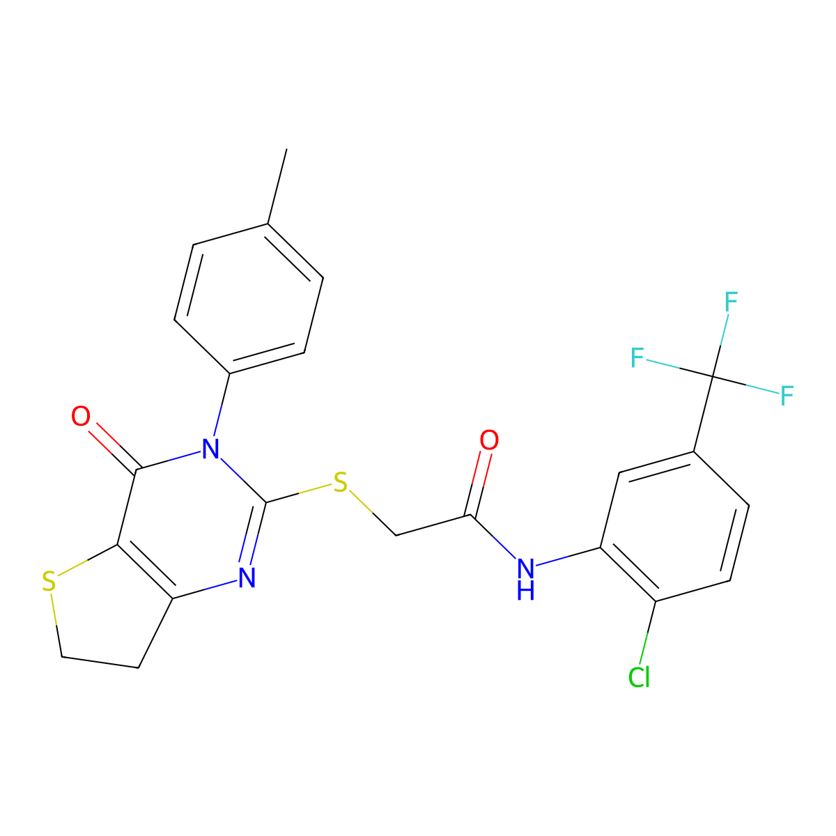 N-(2-chloro-5-(trifluoromethyl)phenyl)-2-((4-oxo-3-(p-tolyl)-3,4,6,7-tetrahydrothieno[3,2-d]pyrimidin-2-yl)thio)acetamide molecular structure, CAS 850915-29-6