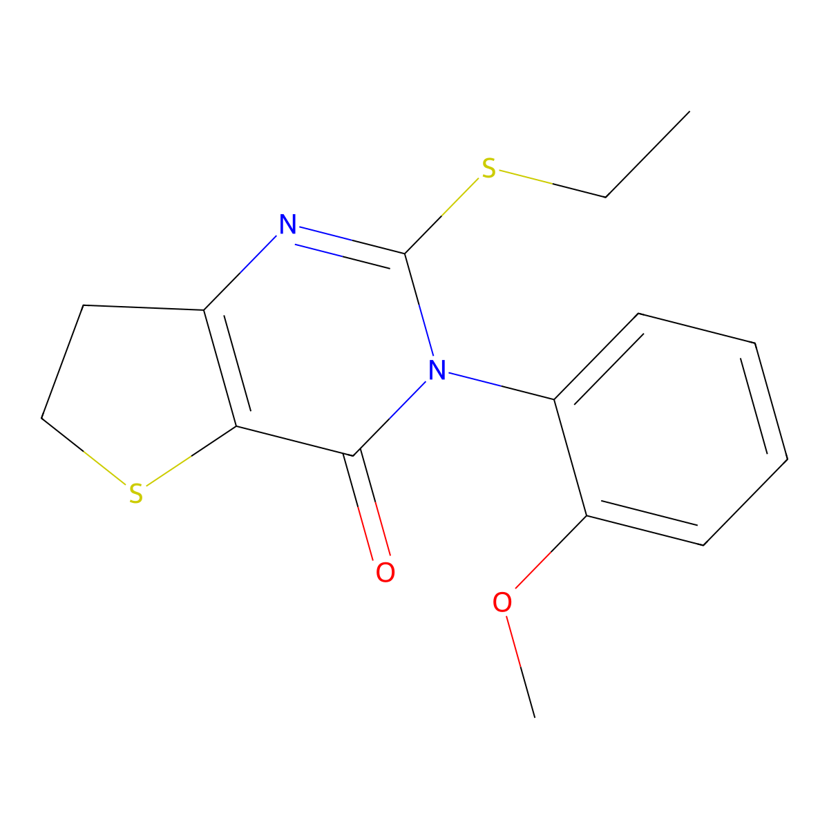 2-(ethylthio)-3-(2-methoxyphenyl)-6,7-dihydrothieno[3,2-d]pyrimidin-4(3H)-one molecular structure, CAS 850915-30-9
