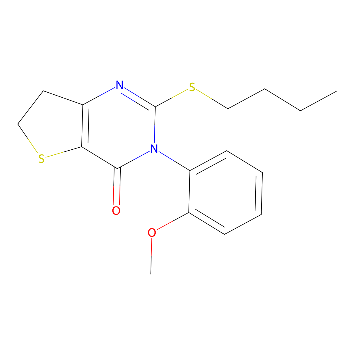 2-(butylthio)-3-(2-methoxyphenyl)-6,7-dihydrothieno[3,2-d]pyrimidin-4(3H)-one molecular structure, CAS 850915-32-1