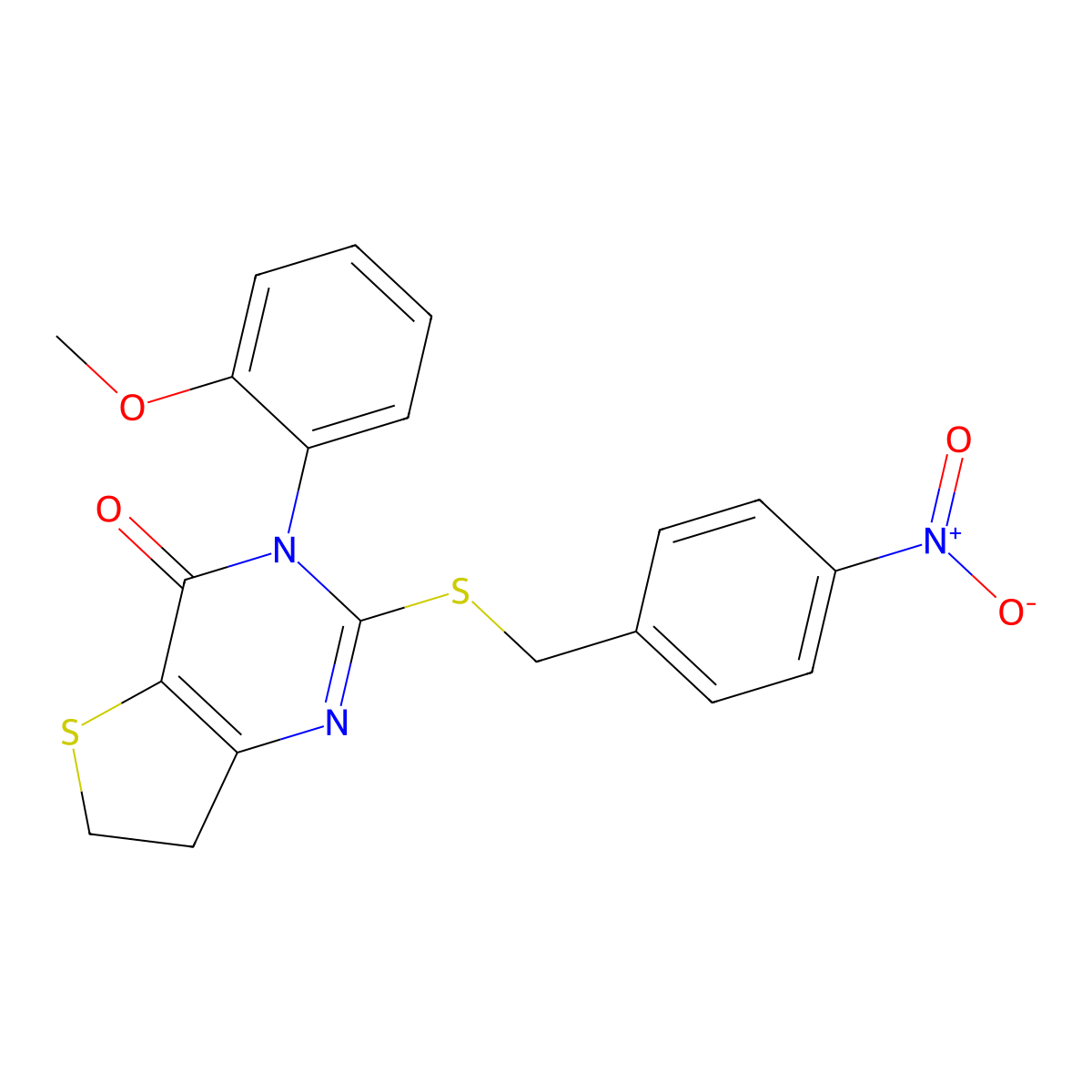 3-(2-methoxyphenyl)-2-((4-nitrobenzyl)thio)-6,7-dihydrothieno[3,2-d]pyrimidin-4(3H)-one molecular structure, CAS 850915-36-5