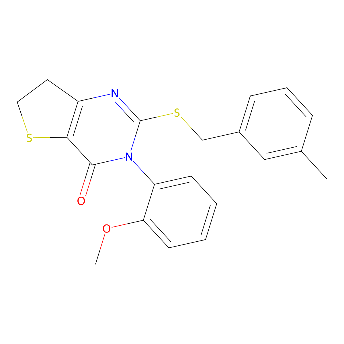 3-(2-methoxyphenyl)-2-((3-methylbenzyl)thio)-6,7-dihydrothieno[3,2-d]pyrimidin-4(3H)-one molecular structure, CAS 850915-37-6