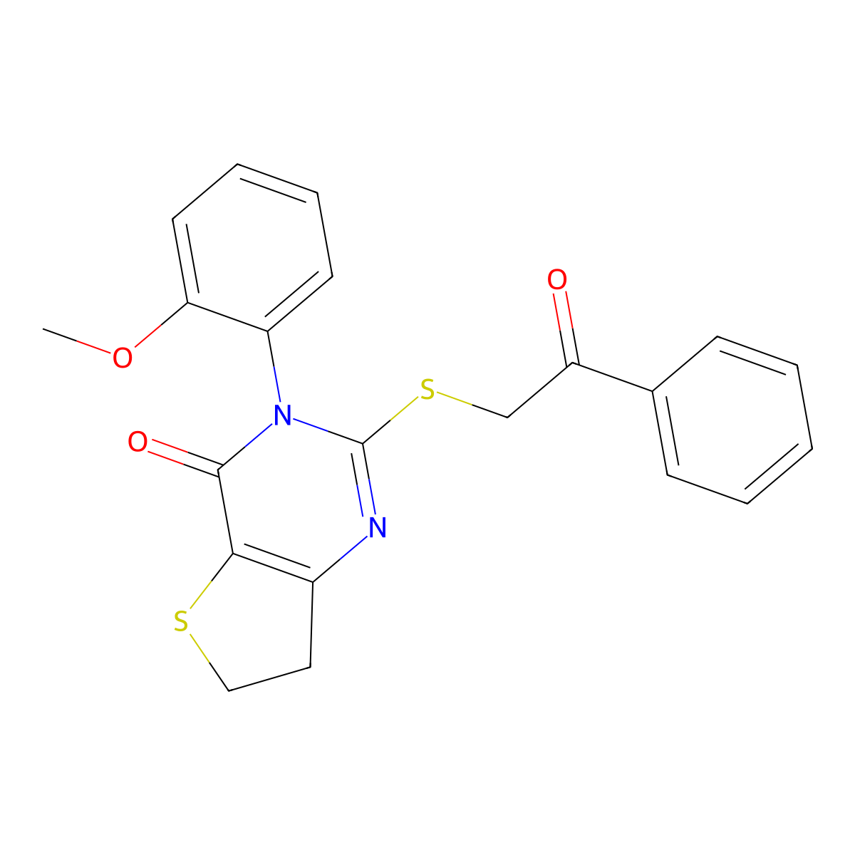 3-(2-methoxyphenyl)-2-((2-oxo-2-phenylethyl)thio)-6,7-dihydrothieno[3,2-d]pyrimidin-4(3H)-one molecular structure, CAS 850915-39-8