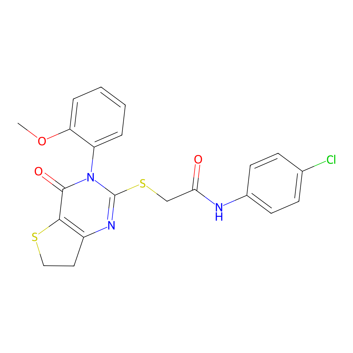 N-(4-chlorophenyl)-2-((3-(2-methoxyphenyl)-4-oxo-3,4,6,7-tetrahydrothieno[3,2-d]pyrimidin-2-yl)thio)acetamide molecular structure, CAS 850915-40-1