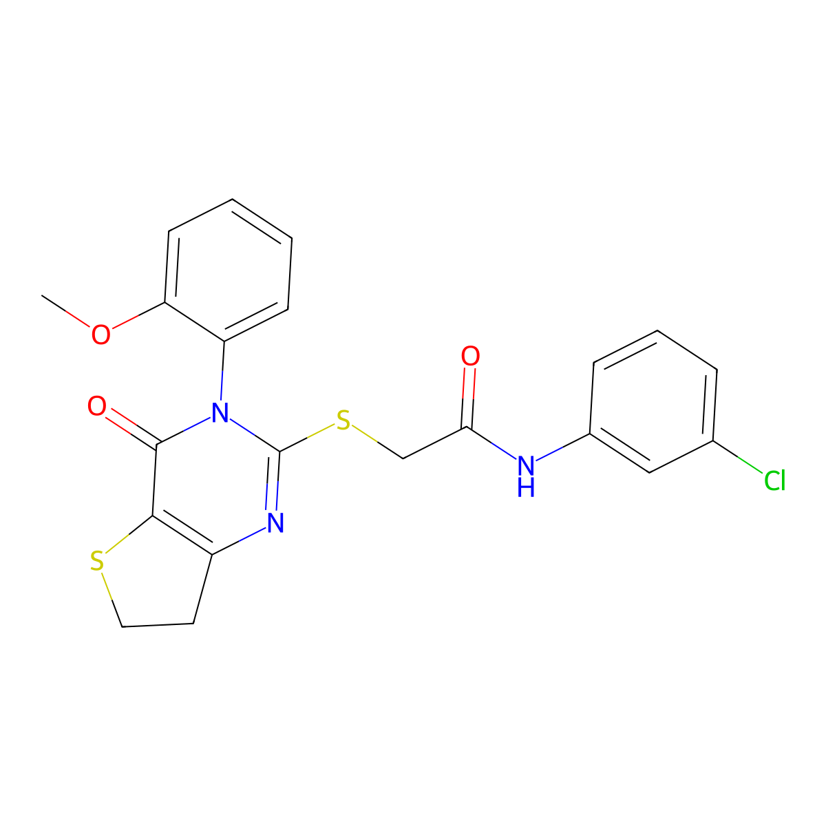 N-(3-chlorophenyl)-2-[[3-(2-methoxyphenyl)-4-oxo-6,7-dihydrothieno[3,2-d]pyrimidin-2-yl]sulfanyl]acetamide molecular structure, CAS 850915-41-2