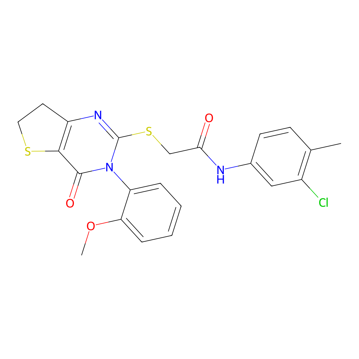 N-(3-chloro-4-methylphenyl)-2-((3-(2-methoxyphenyl)-4-oxo-3,4,6,7-tetrahydrothieno[3,2-d]pyrimidin-2-yl)thio)acetamide molecular structure, CAS 850915-43-4