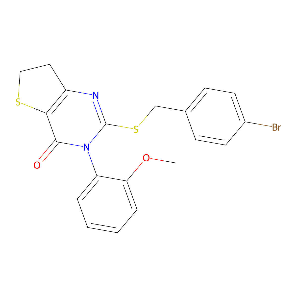2-((4-bromobenzyl)thio)-3-(2-methoxyphenyl)-6,7-dihydrothieno[3,2-d]pyrimidin-4(3H)-one molecular structure, CAS 850915-44-5