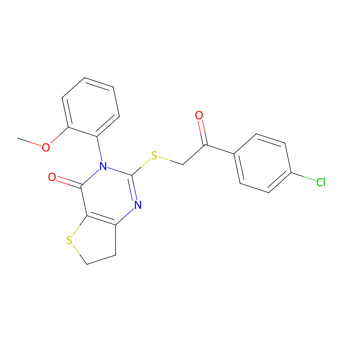 2-((2-(4-chlorophenyl)-2-oxoethyl)thio)-3-(2-methoxyphenyl)-6,7-dihydrothieno[3,2-d]pyrimidin-4(3H)-one molecular structure, CAS 850915-49-0