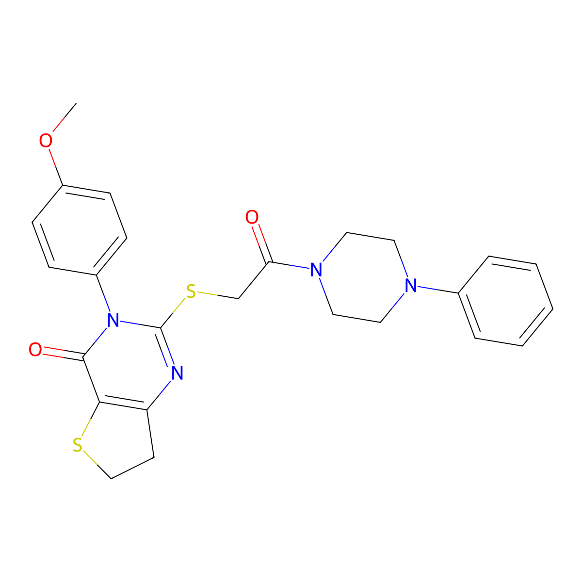3-(4-Methoxyphenyl)-2-[2-oxo-2-(4-phenylpiperazin-1-yl)ethyl]sulfanyl-6,7-dihydrothieno[3,2-d]pyrimidin-4-one molecular structure, CAS 850915-52-5