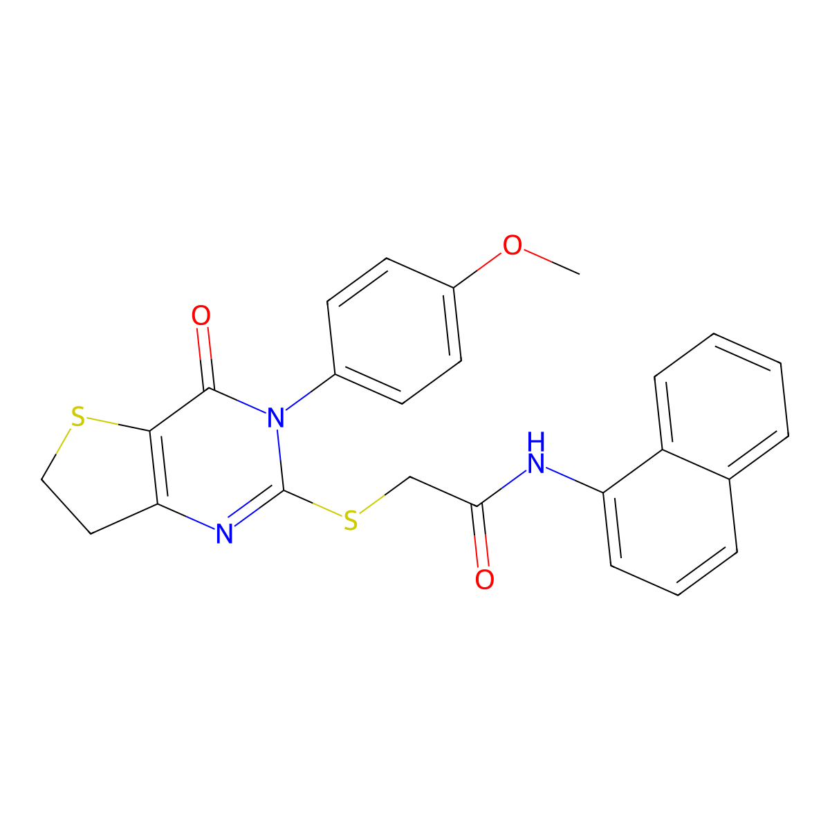 2-[[3-(4-methoxyphenyl)-4-oxo-6,7-dihydrothieno[3,2-d]pyrimidin-2-yl]sulfanyl]-N-naphthalen-1-ylacetamide molecular structure, CAS 850915-65-0