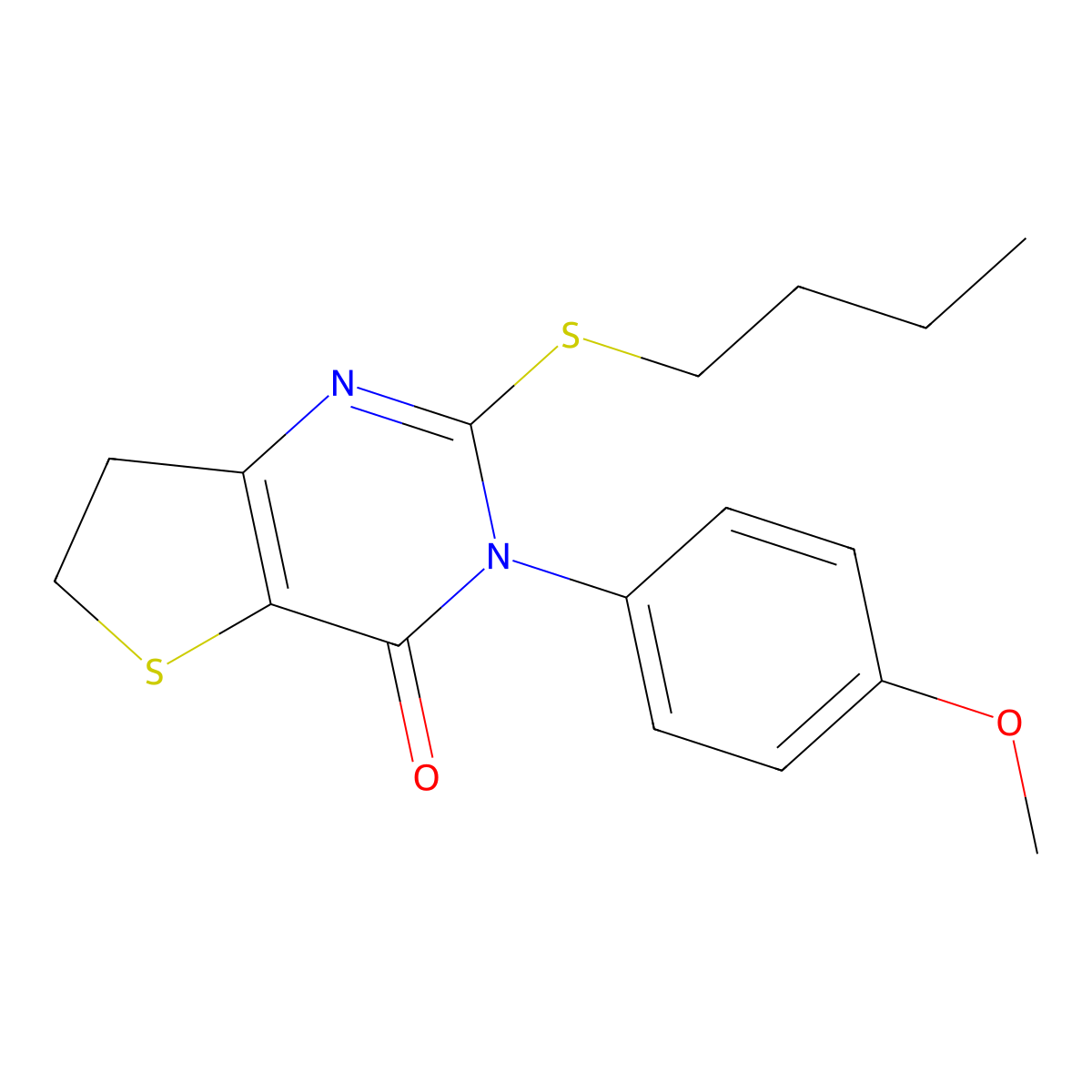 2-(butylthio)-3-(4-methoxyphenyl)-6,7-dihydrothieno[3,2-d]pyrimidin-4(3H)-one molecular structure, CAS 850915-68-3