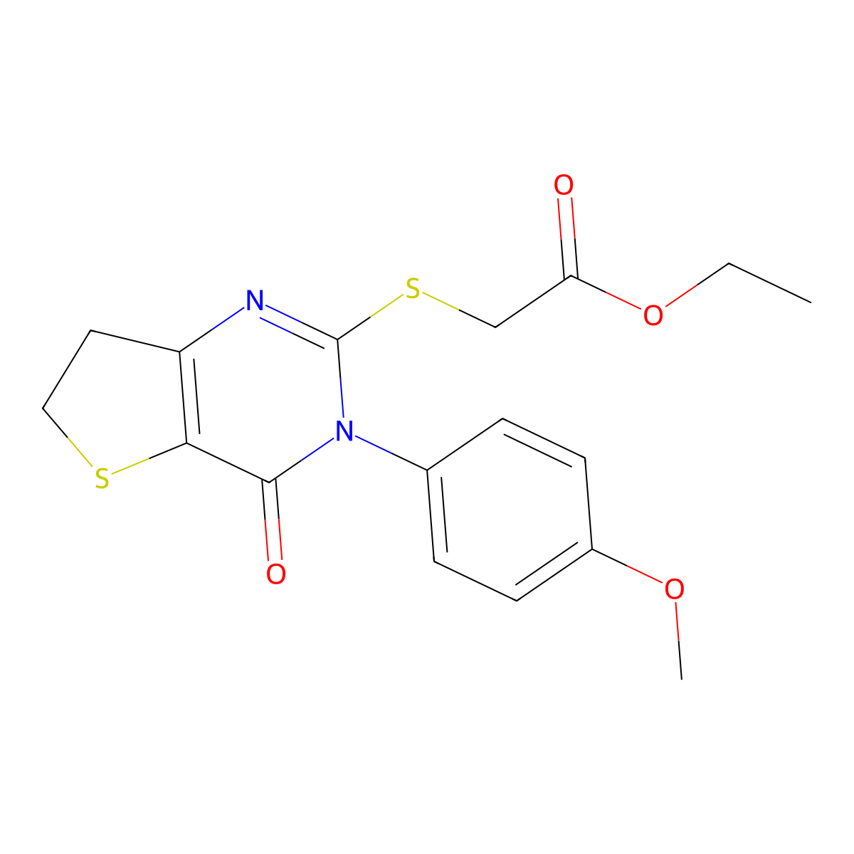 2-[[3-(4-Methoxyphenyl)-4-oxo-6,7-dihydrothieno[3,2-d]pyrimidin-2-yl]thio]acetic acid ethyl ester molecular structure, CAS 850915-71-8
