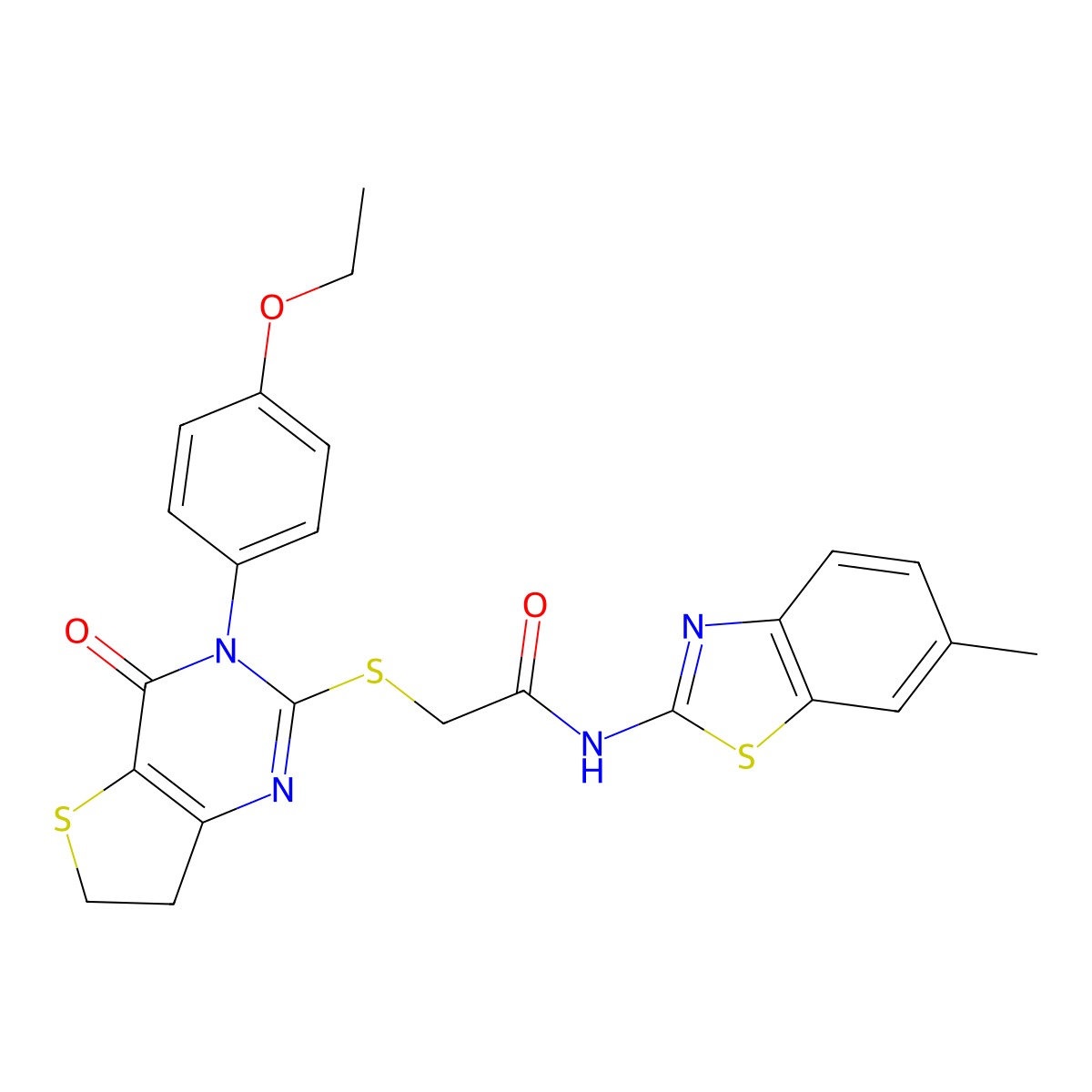 2-((3-(4-ethoxyphenyl)-4-oxo-3,4,6,7-tetrahydrothieno[3,2-d]pyrimidin-2-yl)thio)-N-(6-methylbenzo[d]thiazol-2-yl)acetamide molecular structure, CAS 850915-73-0