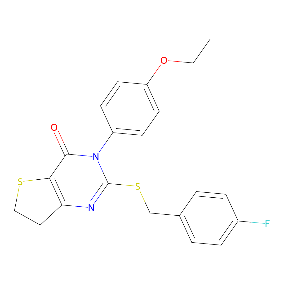 3-(4-Ethoxyphenyl)-2-[(4-fluorophenyl)methylsulfanyl]-6,7-dihydrothieno[3,2-d]pyrimidin-4-one molecular structure, CAS 850915-74-1