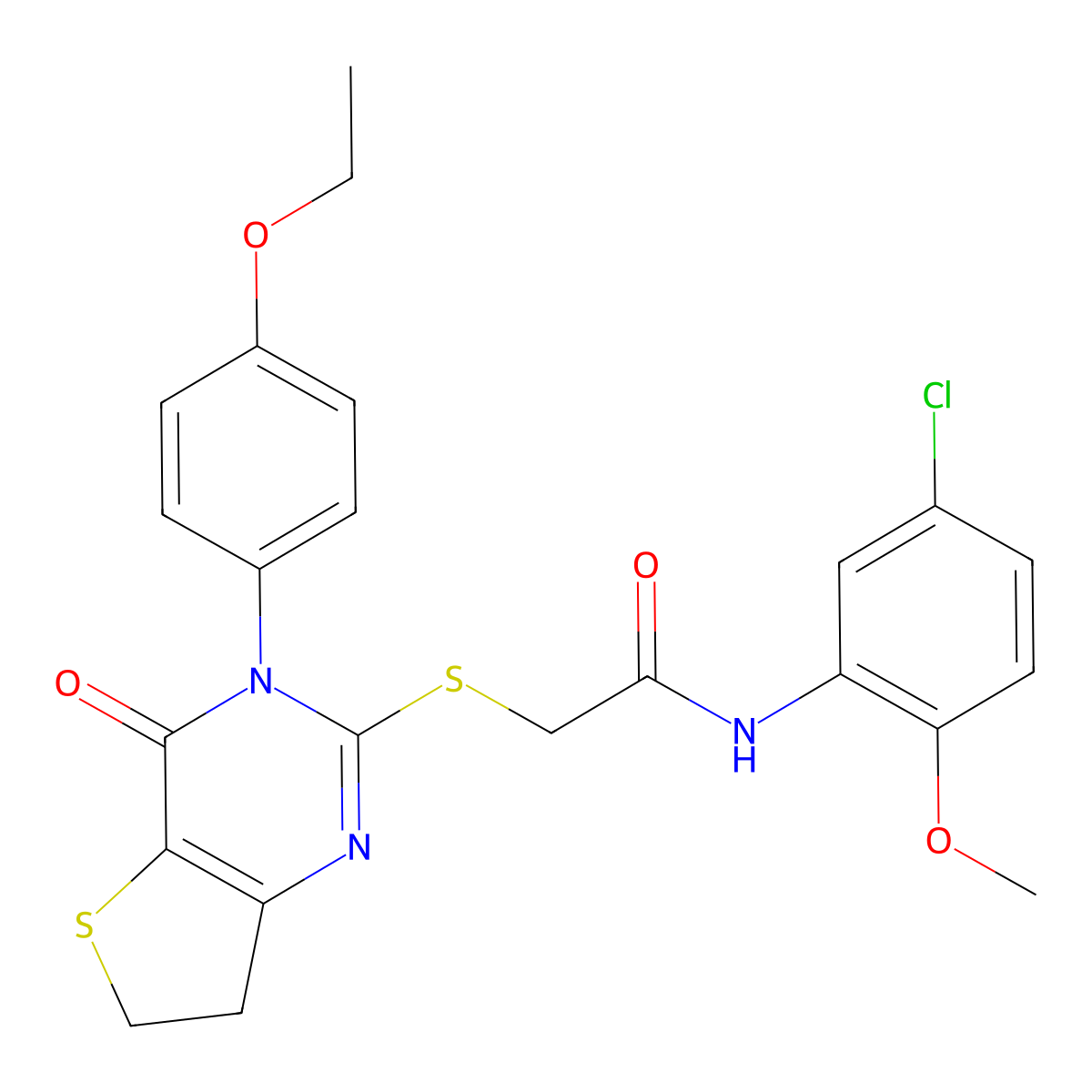 N-(5-chloro-2-methoxyphenyl)-2-((3-(4-ethoxyphenyl)-4-oxo-3,4,6,7-tetrahydrothieno[3,2-d]pyrimidin-2-yl)thio)acetamide molecular structure, CAS 850915-77-4