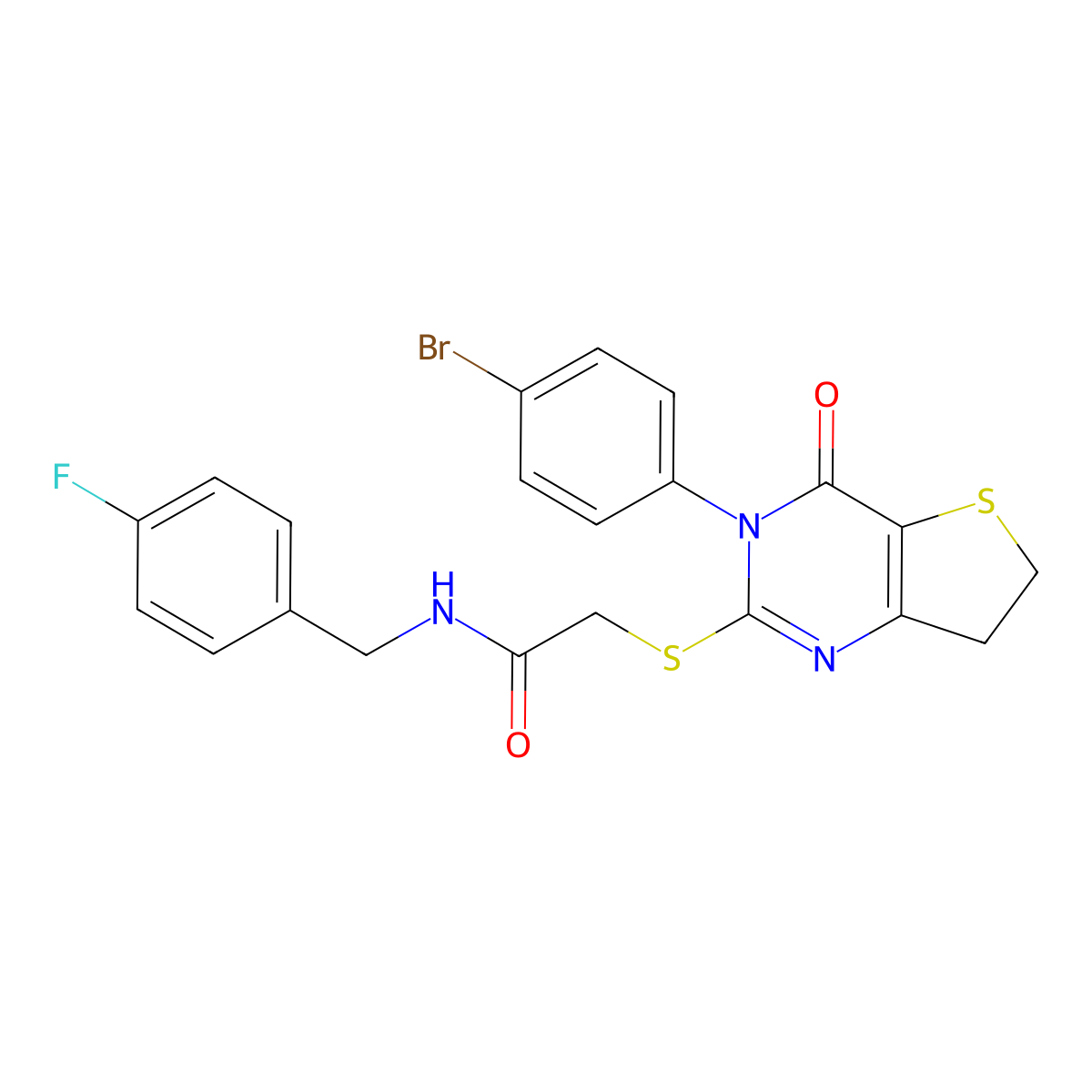 2-((3-(4-bromophenyl)-4-oxo-3,4,6,7-tetrahydrothieno[3,2-d]pyrimidin-2-yl)thio)-N-(4-fluorobenzyl)acetamide molecular structure, CAS 850915-90-1