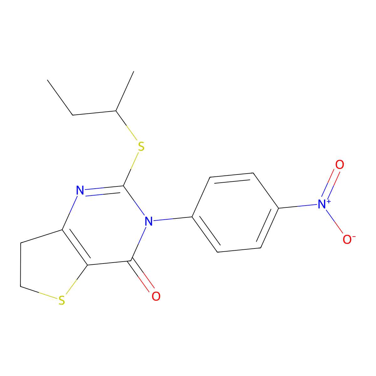 2-Butan-2-ylsulfanyl-3-(4-nitrophenyl)-6,7-dihydrothieno[3,2-d]pyrimidin-4-one molecular structure, CAS 850915-99-0