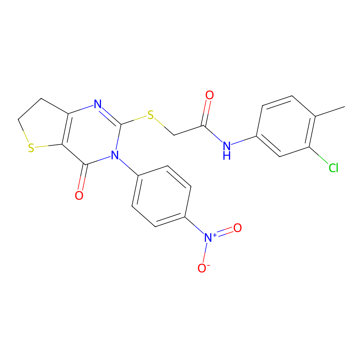 N-(3-chloro-4-methylphenyl)-2-[[3-(4-nitrophenyl)-4-oxo-6,7-dihydrothieno[3,2-d]pyrimidin-2-yl]sulfanyl]acetamide molecular structure, CAS 850916-06-2