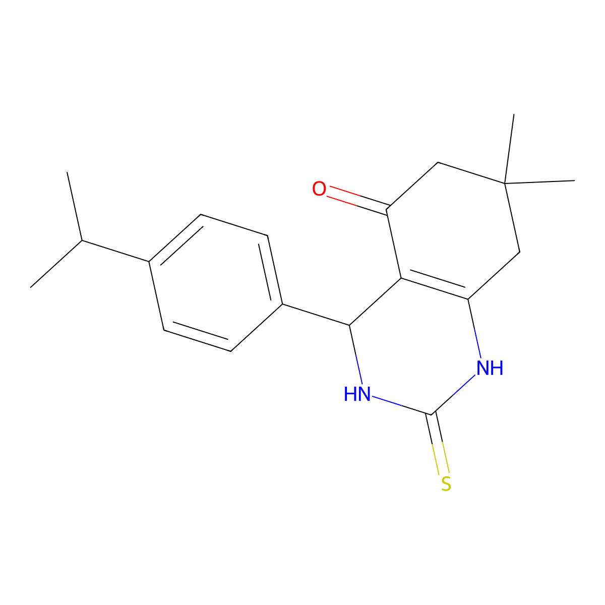 4-(4-isopropylphenyl)-7,7-dimethyl-2-thioxo-1,2,3,4,7,8-hexahydroquinazolin-5(6H)-one molecular structure, CAS 850916-18-6