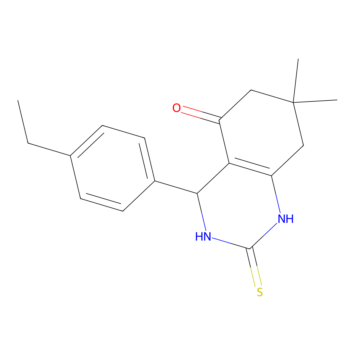 4-(4-ethylphenyl)-7,7-dimethyl-2-thioxo-1,2,3,4,7,8-hexahydroquinazolin-5(6H)-one molecular structure, CAS 850916-21-1
