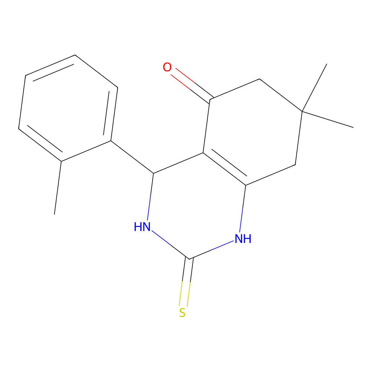 7,7-dimethyl-4-(2-methylphenyl)-2-sulfanylidene-3,4,6,8-tetrahydro-1H-quinazolin-5-one molecular structure, CAS 850916-22-2
