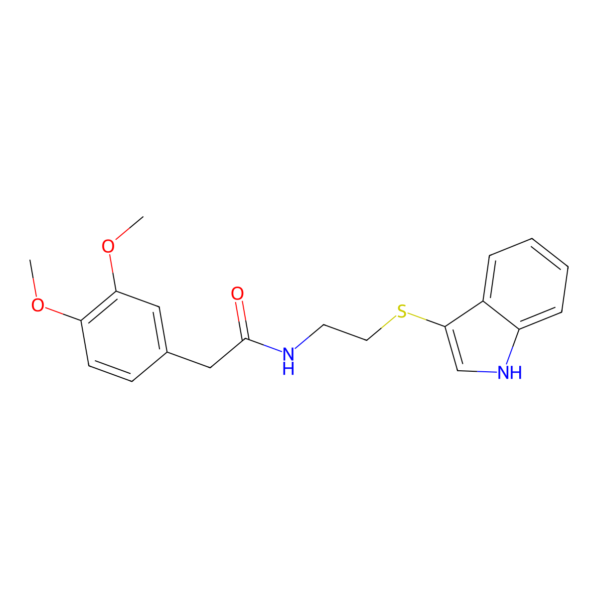 2-(3,4-dimethoxyphenyl)-N-[2-(1H-indol-3-ylsulfanyl)ethyl]acetamide molecular structure, CAS 850916-27-7